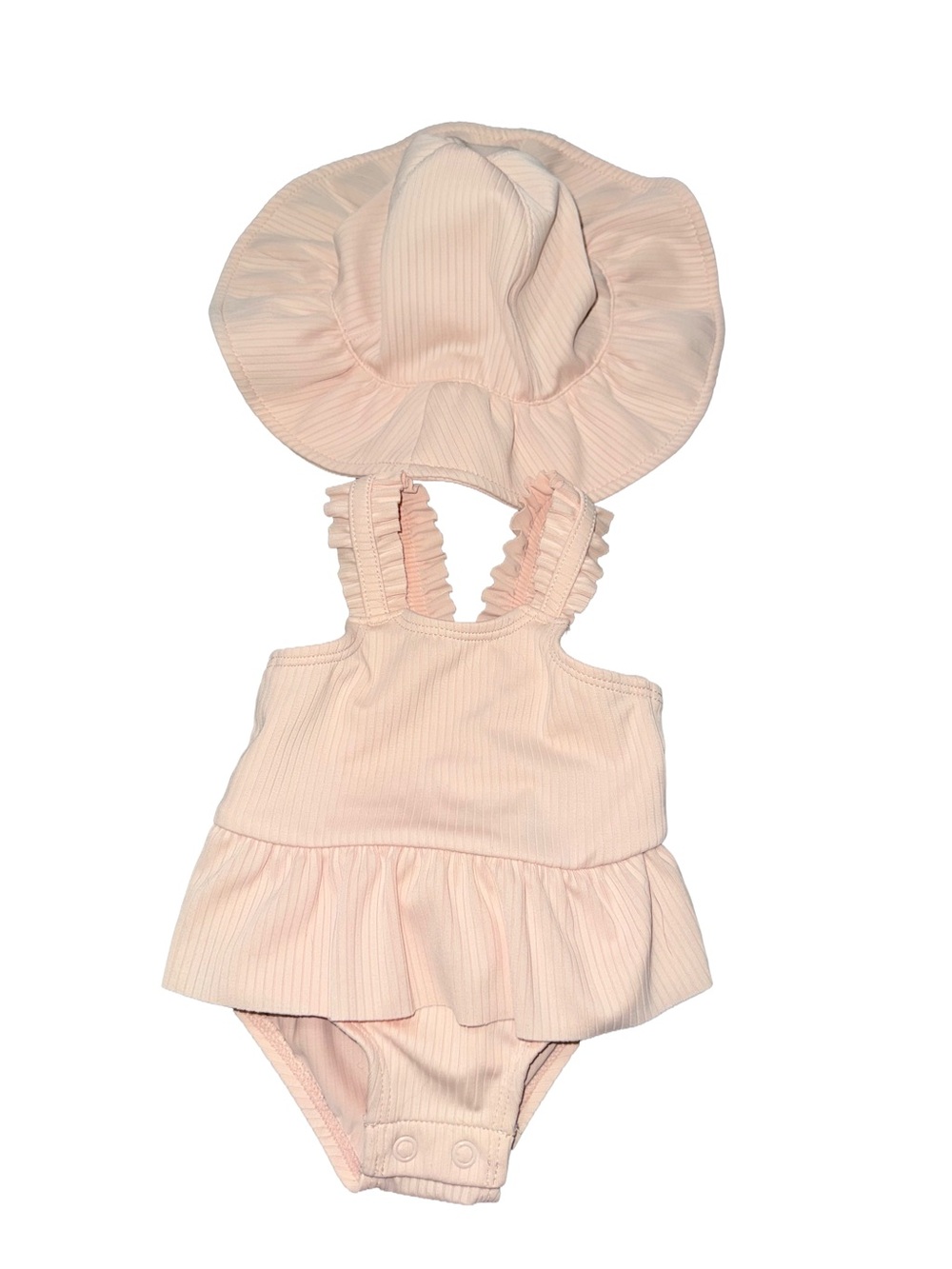 Carter’s Baby Girl Blush Ruffle One-Piece Swimsuit 3M with Hat